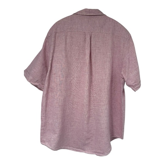 Roundtree Yorke Pink Linen Blend Casuals Short Sleeve Button Up Shirt - Picture 2 of 8
